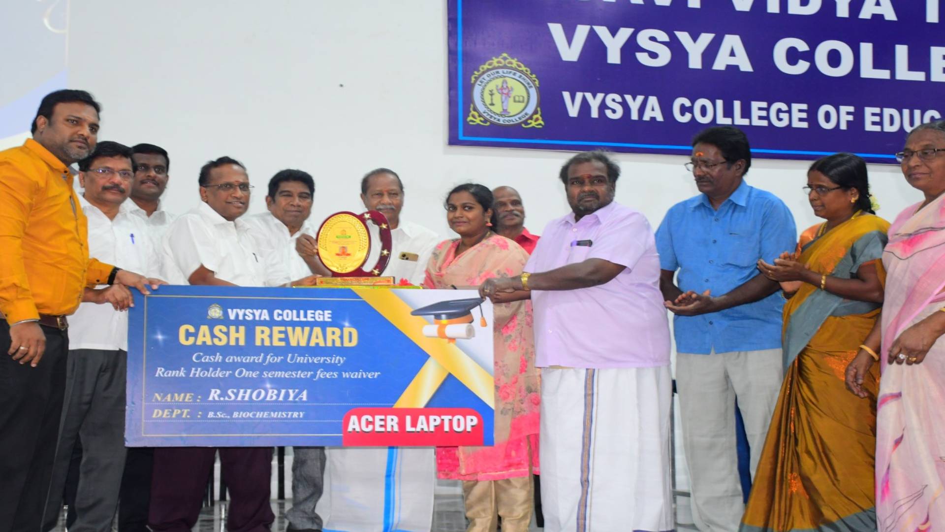 Honouring Periyar University 3rd Rank holder