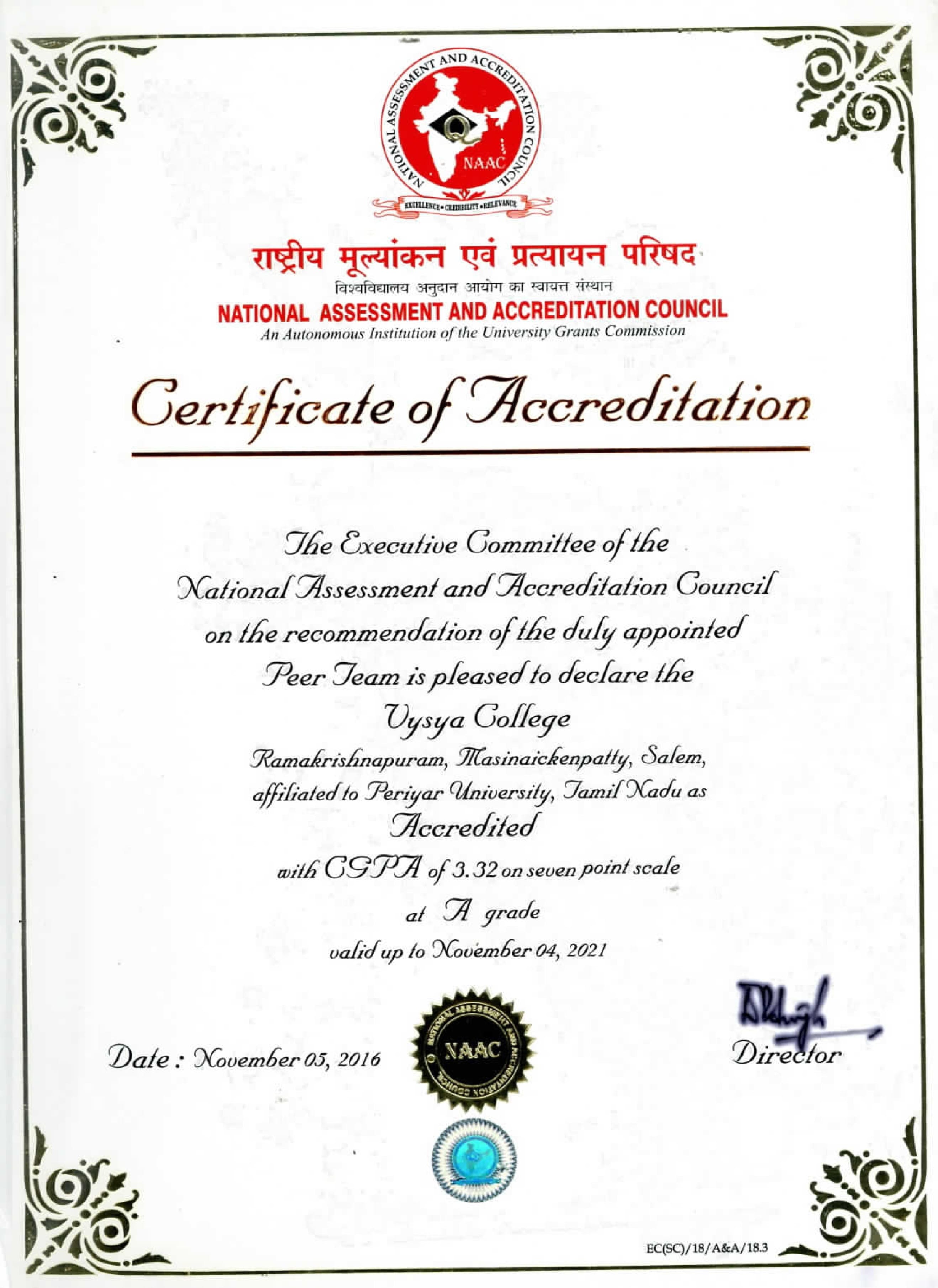 NAAC Cycle 3 Accredited at the A Grade